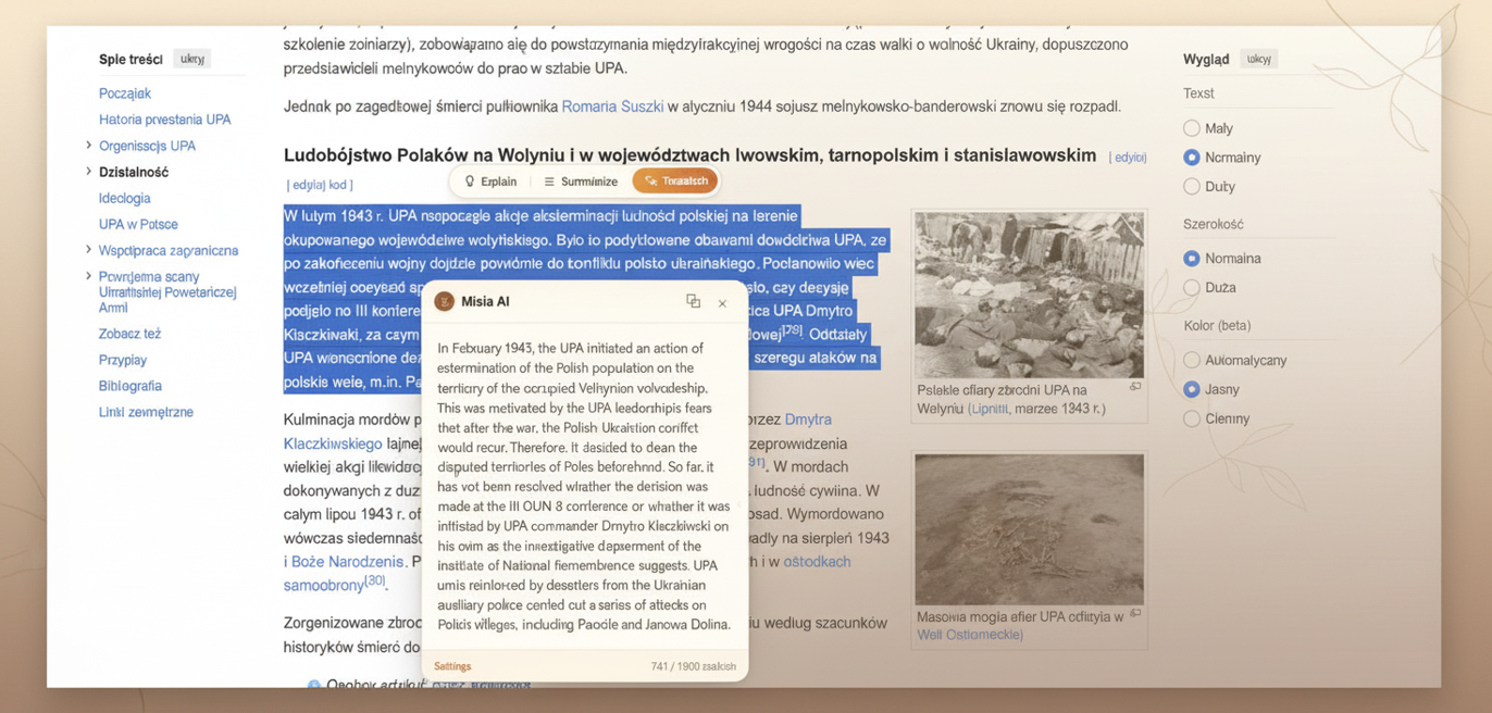 Tłumaczenie fragmentu Wikipedii na angielski